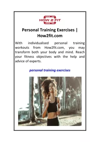 Personal Training Exercises  How2fit.com