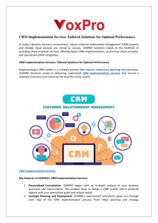 CRM Implementation Services Tailored Solutions for Optimal Performance