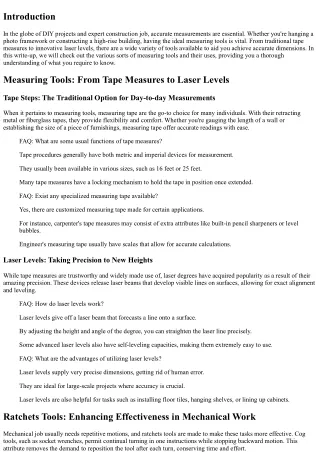 Measuring Tools: From Tape Measures to Laser Degrees, What You Need to Know