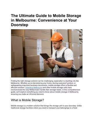 The Ultimate Guide to Mobile Storage in Melbourne_ Convenience at Your Doorstep