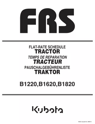 Kubota B1820 Tractor Parts Catalogue Manual