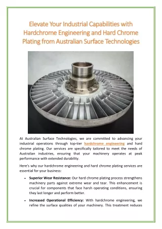Elevate Your Industrial Capabilities with Hardchrome Engineering and Hard Chrome Plating from Australian Surface Technol