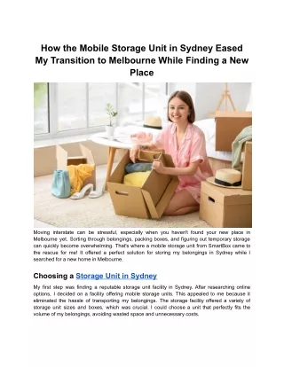 How the Mobile Storage Unit in Sydney Eased My Transition to Melbourne While Finding a New Place