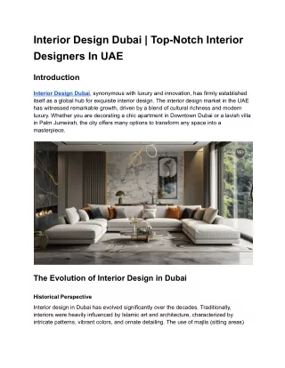 Interior Design Dubai _ Top-Notch Interior Designers In UAE