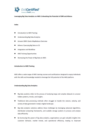 Leveraging Big Data Analytics on AWS Unleashing the Potential of EMR and Athena