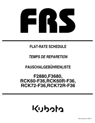 Kubota F3680 Parts Catalogue Manual