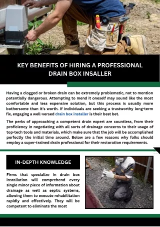 Key Benefits of Hiring a Professional Drain Box Installer