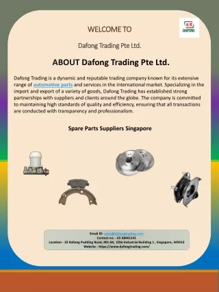 Leading Spare Parts Suppliers Singapore – Dafong Trading