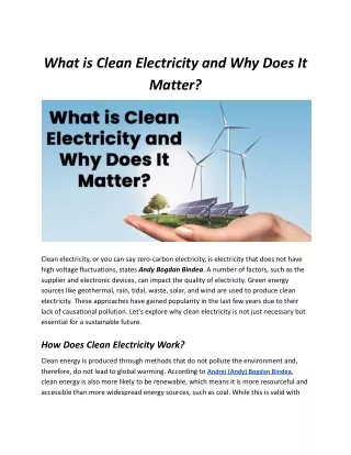 Clean Electricity Explained by Andrei (Andy) Bogdan Bindea