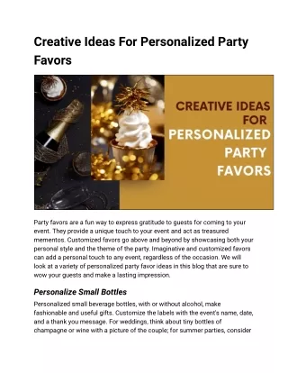 Creative Ideas For Personalized Party Favors