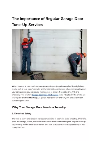 The Importance of Regular Garage Door Tune-Up Services