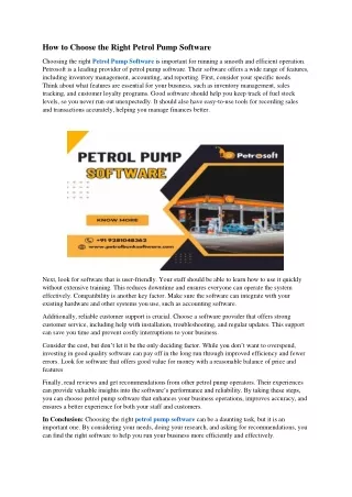 How to Choose the Right Petrol Pump Software