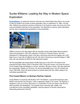 Sunita Williams_ Leading the Way in Modern Space Exploration