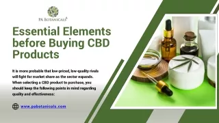 Essential Elements before Buying CBD Products