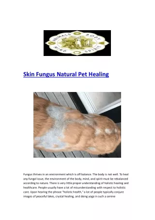 Skin Fungus Natural Pet Healing