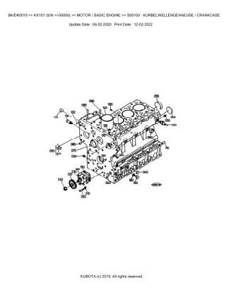 Kubota KX101 (SN 50000 AND BELOW) Excavator Parts Catalogue Manual (Publishing ID BKIDK0019)