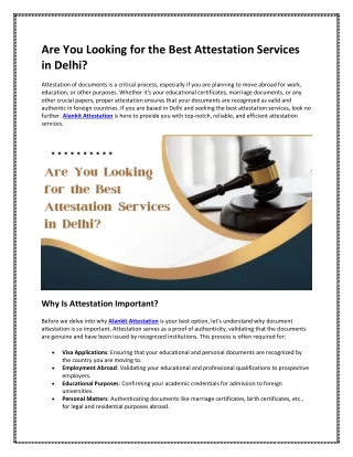 Are You Looking for the Best Attestation Services in Delhi