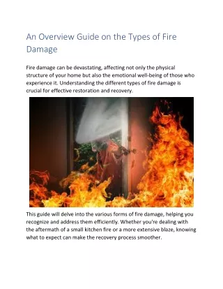 An Overview Guide on the Types of Fire  Damage