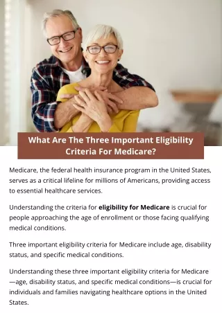 What Are The Three Important Eligibility Criteria For Medicare?