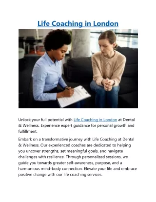 Life Coach in London