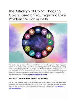 The Astrology of Color Choosing Colors Based on Your Sign and Love Problem Solution in Delhi