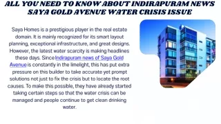 All You Need to Know About Indirapuram News Saya Gold Avenue Water Crisis Issue