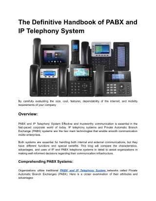 The Definitive Handbook of PABX and IP Telephony System