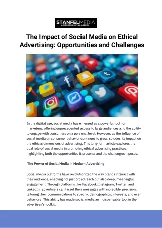 The Impact of Social Media on Ethical Advertising Opportunities and Challenges