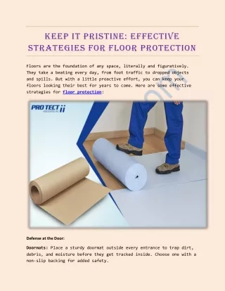 Effective Strategies for Floor Protection