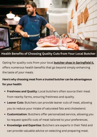 Health Benefits of Choosing Quality Cuts from Your Local Butcher