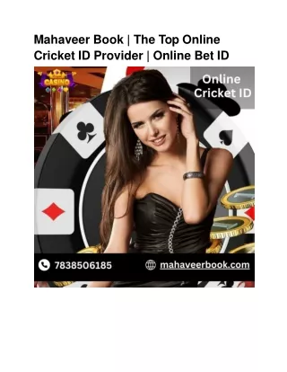 Mahaveer Book _ The Top Online Cricket ID Provider _ Online Bet ID