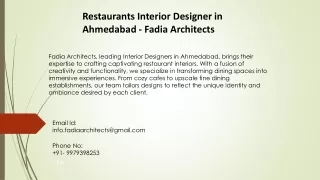 Restaurants Interior Designer in Ahmedabad