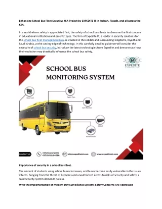 Enhancing School Bus Fleet Security in KSA