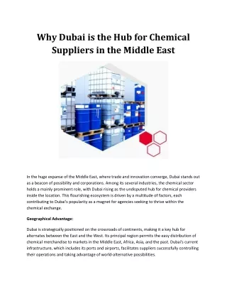 Why Dubai is the Hub for Chemical Suppliers in the Middle East