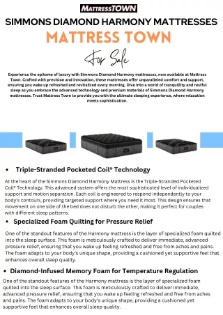 Simmons Diamond Harmony Mattresses at Mattress Town