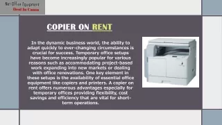 The Advantages of Copier on Rent for Temporary Office Setups