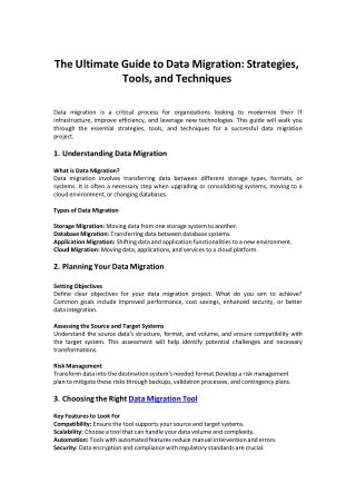 Data Migration Strategies, Tools, and Techniques