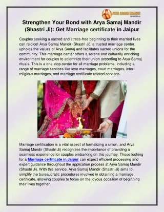 Marriage certificate in Jaipur