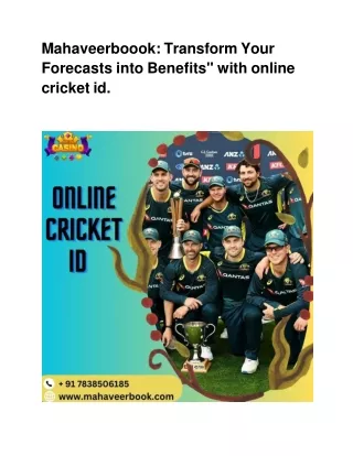 Mahaveerboook: Transform Your Forecasts into Benefits" with online cricket id.