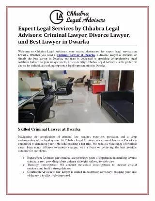 Legal Advocacy Hub: Criminal Lawyer, Divorce Lawyer at Dwarka | Contact - 742859