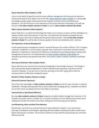Queue Detection Video Analytics in UAE