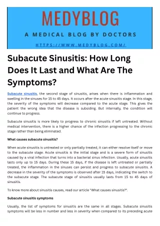 Subacute Sinusitis How Long Does It Last and What Are The Symptoms