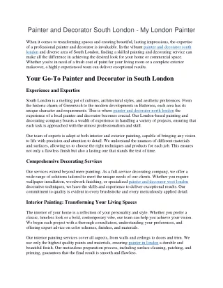 Painter and Decorator South London - My London Painter