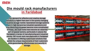 Innovative Storage Solutions: Die Mould Rack Manufacturers in Faridabad