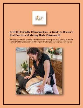 LGBTQ Friendly Chiropractors A Guide to Denver's Best Practices of Moving Body Chiropractic