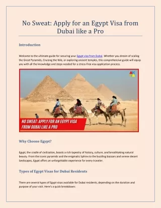 No Sweat Apply for an Egypt Visa from Dubai like a Pro