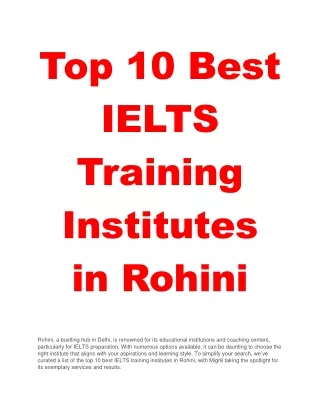 Best IELTS Training Institute in Rohini