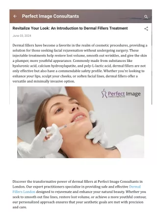 Revitalize Your Look An Introduction to Dermal Fillers Treatment