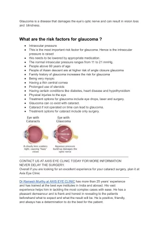 Know More About Glaucoma | Glaucoma Treatment in Pune - Axis Eye Clinic