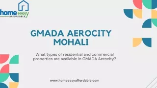 What types of residential and commercial properties are available in GMADA Aeroc